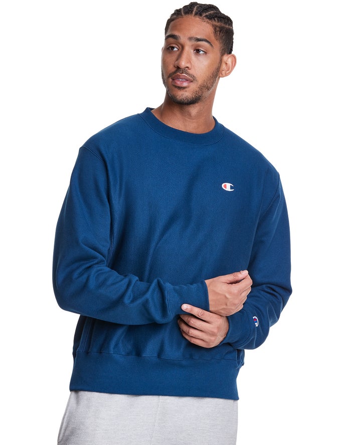 Champion Mens Sweatshirt NZ - Reverse Weave Crew Blue ( 5782-NTRES )